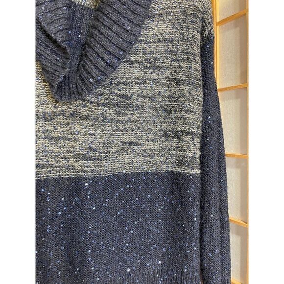 Chico'sâSzâ1Â (8)âBlue/GrayâGlitterâSweater - Picture 7 of 14